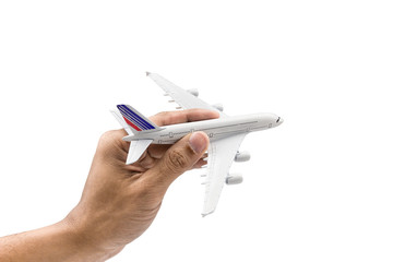 Hand holding a model plane