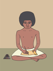 egyptian scribe vector cartoon