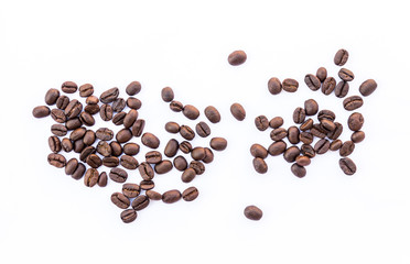 Close up of Coffee beans on white background