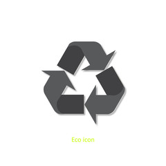 3d recycle icon. Isolated recycle design element in trendy paper art 3d style. Eco concept for print or info graphic. Recycle or reuse concept.
