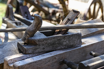 Set of old hand tools for carpenter and locksmith