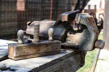 Set of old hand tools for carpenter and locksmith