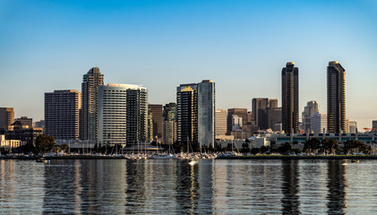 San Diego, California skyline as seen from Coronado Island early morning