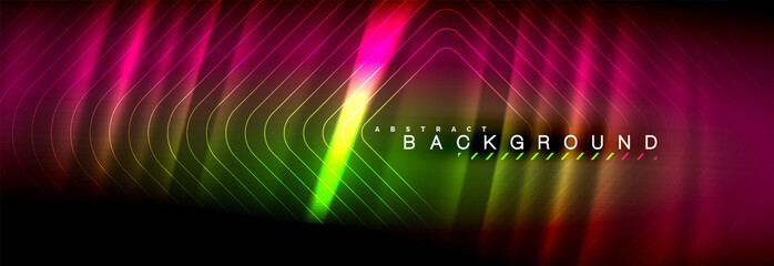 Neon glowing fluid wave lines, magic energy space light concept, abstract background wallpaper design