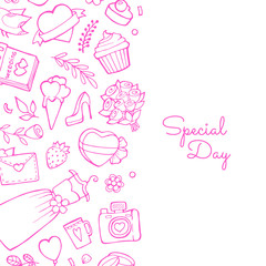 Vector doodle wedding elements background with place for text illustration