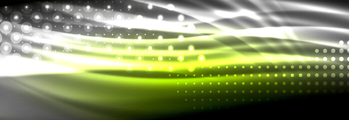 Obraz premium Liquid neon flowing waves, glowing light lines background