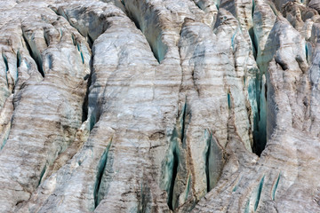 Cracks in the Small Azau glacier on Mount Elbrus.