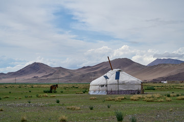 Mongolian  ger (yurt) in Altai Mountains in Mongolia
