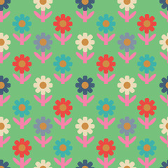 Abstract seamless flower pattern. Flat style. Vector illustration.