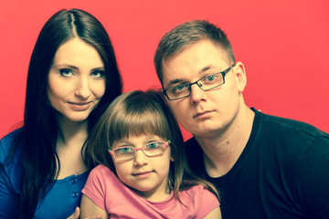 Fototapeta premium Family photo of mother, daughter and father