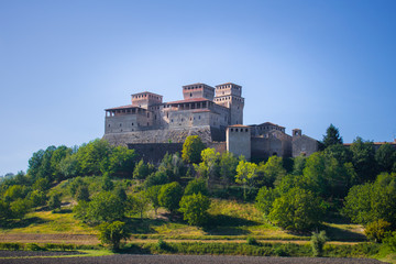 Fototapeta na wymiar Medieval Torrechiara castle in Parma, Italy