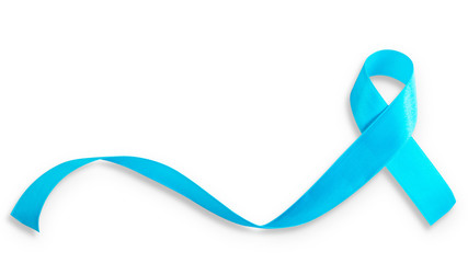 Blue ribbon symbolic for prostate cancer awareness campaign and men's health in November month...