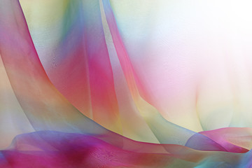 Cascading Rainbow chiffon background - Beautiful cascades of rainbow coloured delicate transparent...