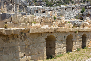 Ruins of an ancient amphitheater. Very ancient theater having historical value