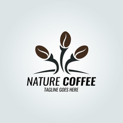 Nature coffee logo design template. Vector illustration