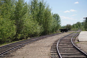 Fototapeta na wymiar Double Train Tracks, Ukrainian Village, Alberta