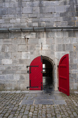 red door in wall