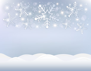 Snow flakes Christmas background snowdrift  white vector
