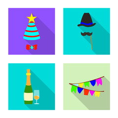 Fototapeta na wymiar Vector illustration of party and birthday symbol. Set of party and celebration vector icon for stock.