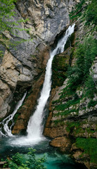 Fototapeta na wymiar Savica waterfall at Bohinj Valley, Slovenia