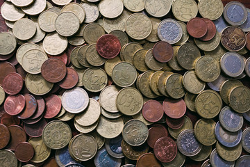 Heap of various coins