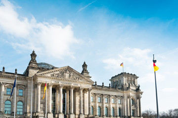 Obraz premium BERLIN, GERMANY- March 11, 2018 : Reichstag building is a historic edifice in Berlin, Germany