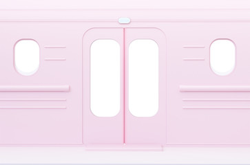 Cute pink and white cartoon subway.3d rendering commuter theme concept.