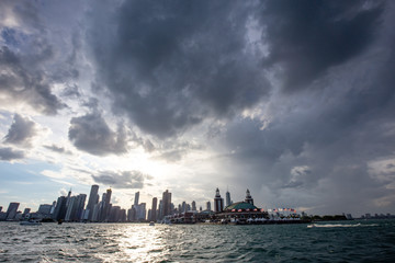 Chicago city view from Michigan Lake in beautiful a sunny day.