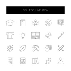 Line icons set. College pack. Vector illustration