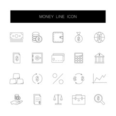 Line icons set. Money pack. Vector illustration
