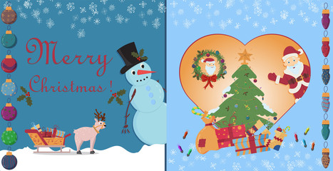 layout postcards_3_on Christmas and new year theme in the style of flat childrens doodles