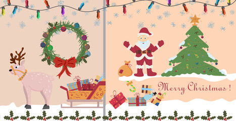 layout postcards_2_on Christmas and new year theme in the style of flat childrens doodles
