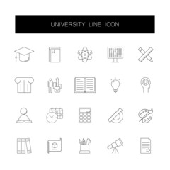 Line icons set. University pack. Vector illustration