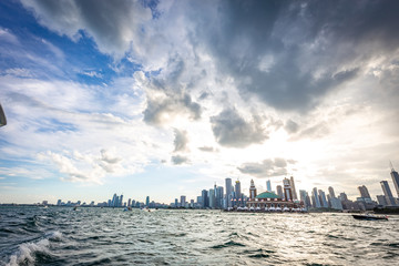 Chicago city view from Michigan Lake in beautiful a sunny day.