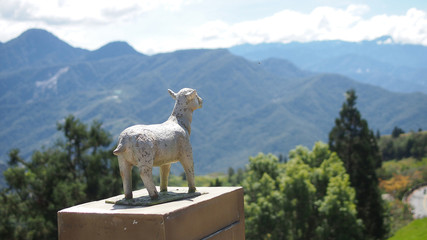 Goat sculpture on the mountains