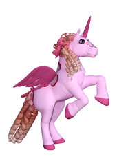 3D Rendering Pink Unicorn on White © photosvac