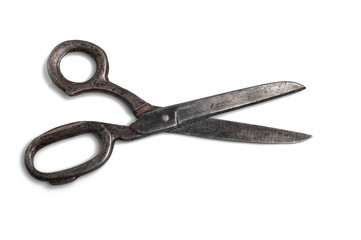 vintage metal scissors on isolated