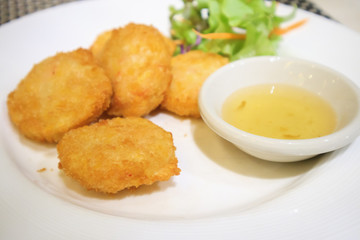 Tod Mun Goong, fried shrimp pancake Thai food