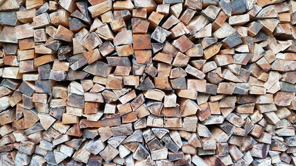Dry chopped firewood logs ready for winter