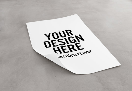 Isolated Flyer on Cement Background Mockup