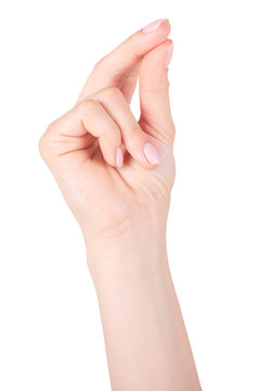 Female hand gesture. isolated on white background