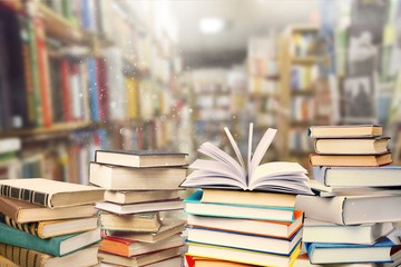 Old books on dark  background