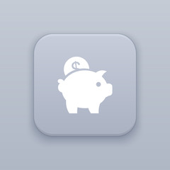 Piggy bank, saving money button, best vector