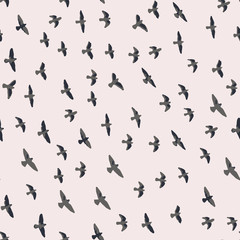 Obraz na płótnie Canvas Flying birds seamless pattern. Primitive style.