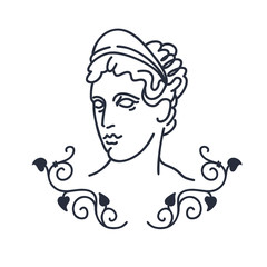 Venus, the ancient Greek goddess of love, vector sketch illustration, isolated on white.