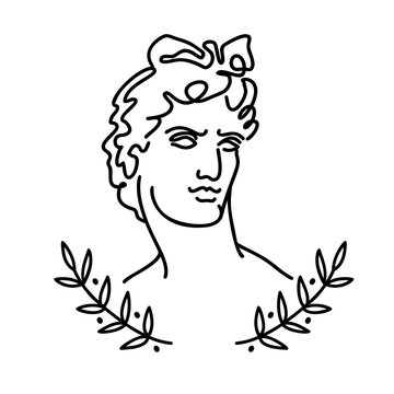 Venus, the ancient Greek god Apollo, vector sketch illustration Phoebus logo, isolated on white.