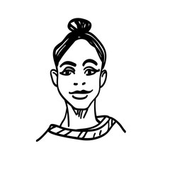 Sketching beauty woman. Hand drawn fashion illustration. Portrait of pretty girl on white background