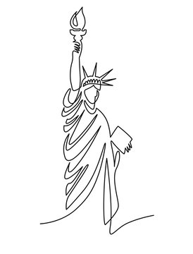 continuous line drawing of the Statue of Liberty, New York, USA, vector illustration.
