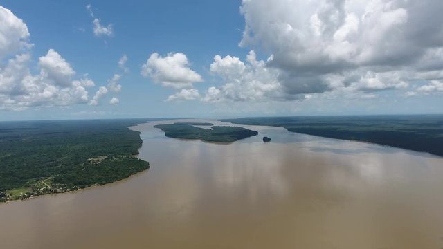 Aerial view of Saint Laurent du Maroni Guiana and Suriname.