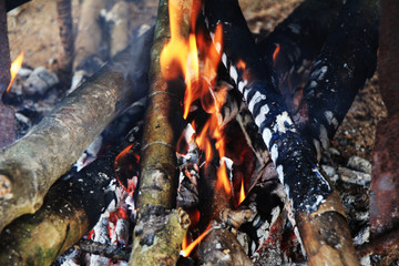 fire in the fireplace.